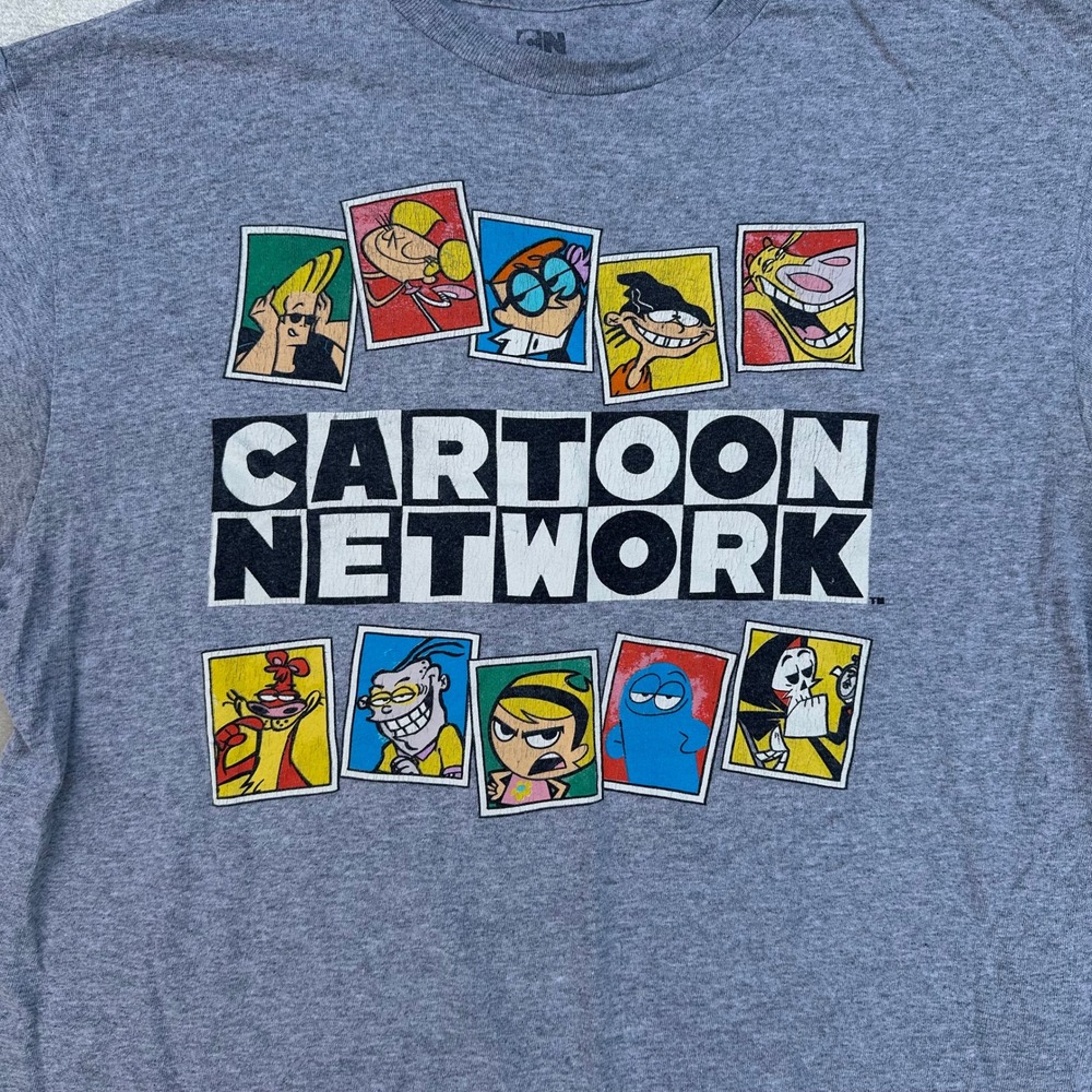 Cartoon Network T Shirt Men's L Gray Classic Characters Johnny Bravo Dexter